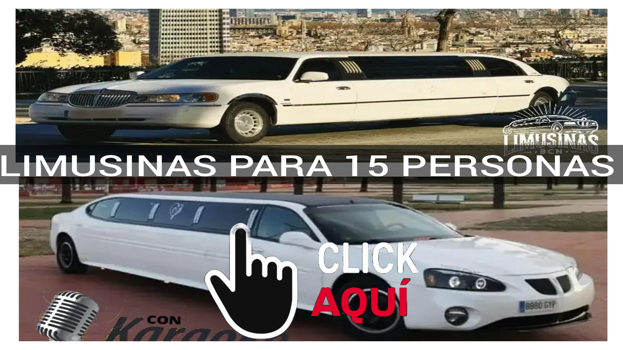 Limusina extendida para 15 personas, con puertas abiertas que revelan un interior moderno, barra iluminada y sistema de sonido premium preparado para eventos especiales.