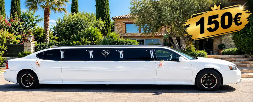 Limusina Pontiac blanca para alquilar en Barcelona