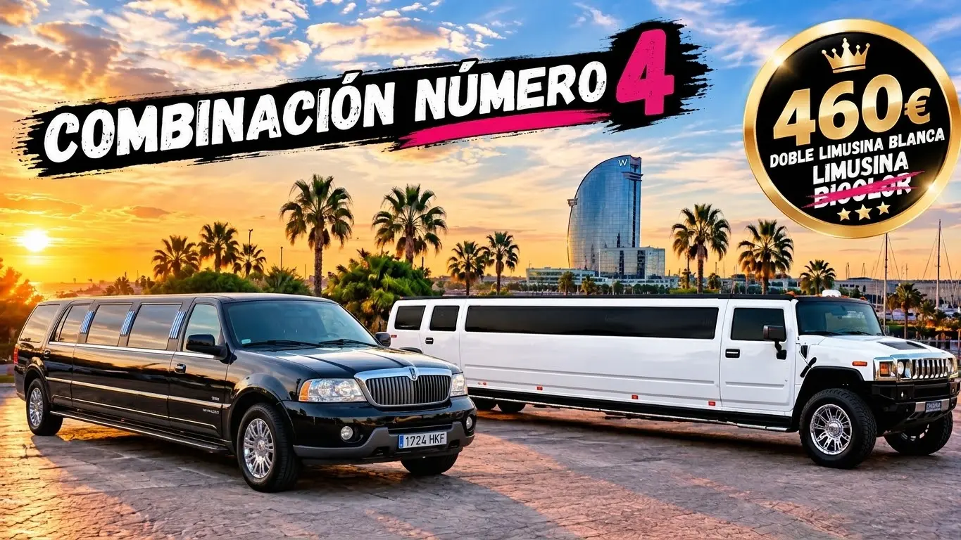 Limusina negra y Hummer blanca para 24 personas en Barcelona